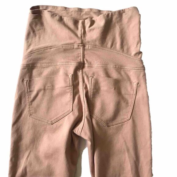 H&M Mama Maternity Pant SZ 8 Blush Skinny Full Panel Stretch Tummy Zip Hems EUC - Picture 6 of 9
